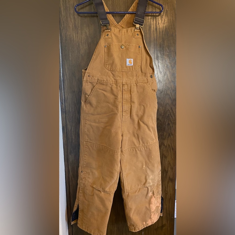 Carhartt duck overall quilt lined bibs